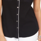 Blusa feminina Karen Scott com botões e debrum de algodão, preta, tamanho X-S