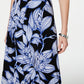 Saia envelope feminina com comprimento de chá floral JM Collection, preta, tamanho XX-G
