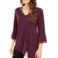 Blusa feminina Alfani assimétrica com manga sino, vinho, tamanho grande