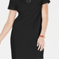 Vestido feminino Karen Scott de algodão com cadarço e gola dividida, preto, tamanho X-S