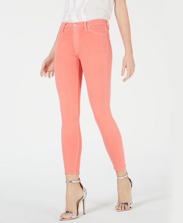 Calça jeans skinny Barbara feminina Hudson, cintura alta, elástica, laranja, tamanho 29x30