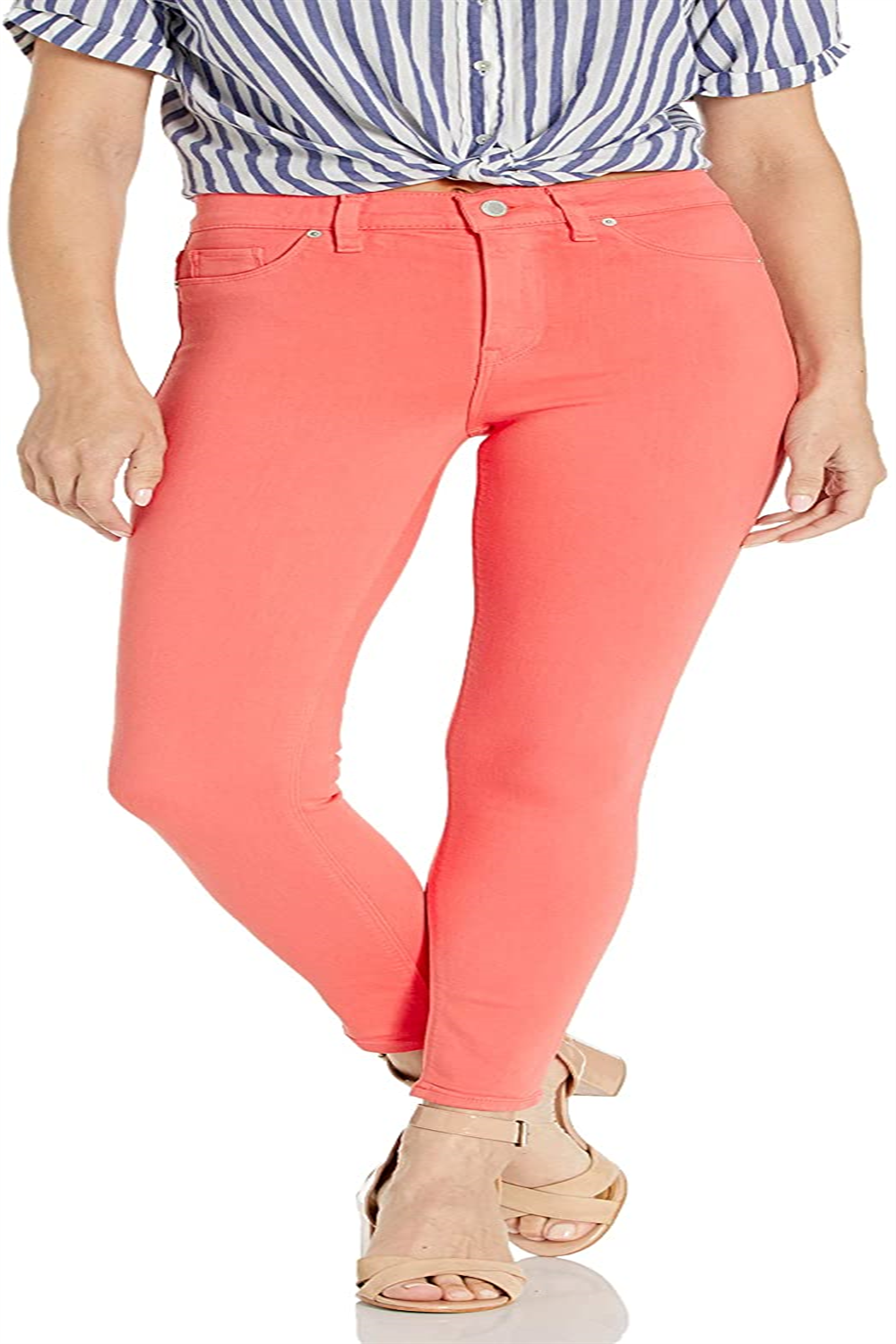 Calça jeans skinny Barbara feminina Hudson, cintura alta, elástica, laranja, tamanho 29x30