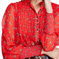 Blusa transparente com estampa de flores em dezembro para mulheres da Free People, vermelha, tamanho médio