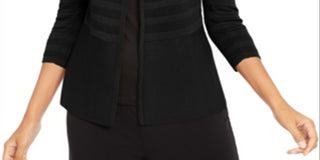 Cardigan feminino Alfani com listras texturizadas e frente aberta, preto, tamanho grande