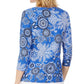 Blusa feminina estampada em jacquard, azul, tamanho pequeno, da coleção JM