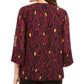 Blusa feminina estampada com colar JM Collection, roxa, tamanho pequeno XL