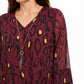 Blusa feminina estampada com colar JM Collection, roxa, tamanho pequeno XL