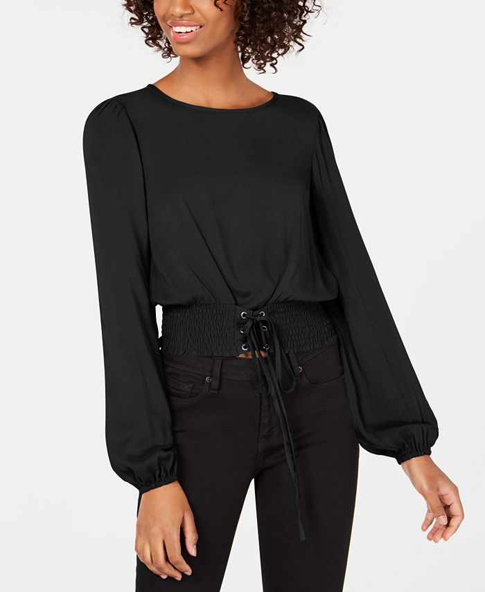 Love, Fire Junior's Crop Top Preto com Cintura Smocked Tamanho X-G