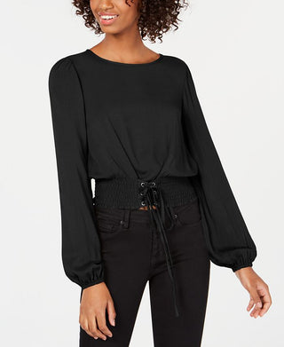 Love, Fire Junior's Crop Top Preto com Cintura Smocked Tamanho X-G