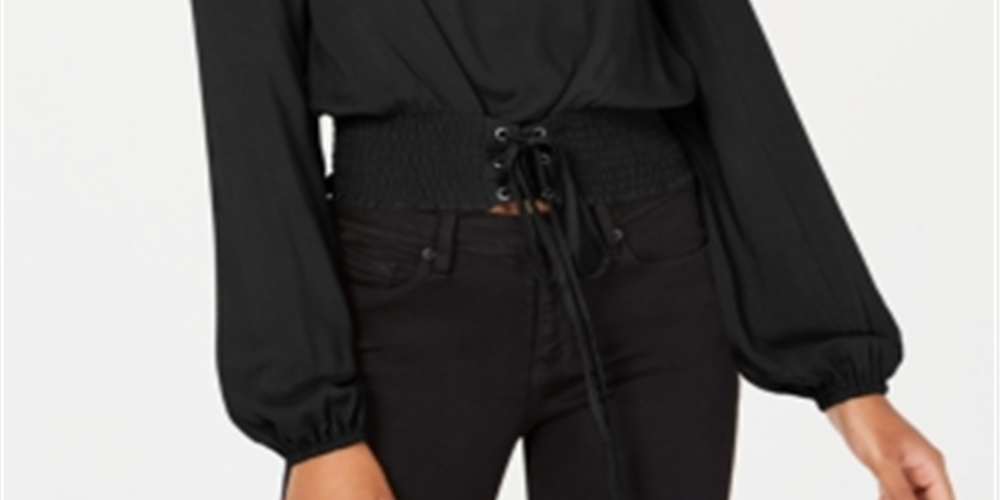 Love, Fire Junior's Crop Top Preto com Cintura Smocked Tamanho X-G