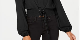 Love, Fire Junior's Crop Top Preto com Cintura Smocked Tamanho X-G