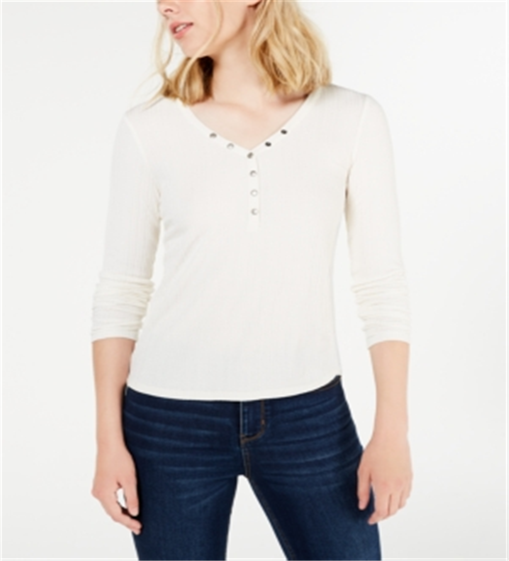 Top Henley Canelado Feminino Hippie Rose Hi Low Branco Tamanho Médio