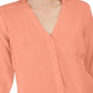 Blusa feminina Charter Club Coral com amarrações nos punhos, manga 3/4, decote em V, coral, tamanho XX-grande