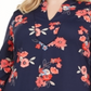 Túnica feminina Charter Club Plus com estampa floral e manga 3/4, azul, tamanho 2X