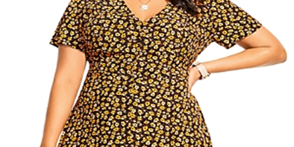 Vestido City Chic DITSY Feminino Amarelo Tamanho 20W