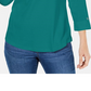 Camisa utilitária feminina Karen Scott de algodão com gola Johnny, verde, tamanho X-S