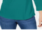 Camisa utilitária feminina Karen Scott de algodão com gola Johnny, verde, tamanho X-S