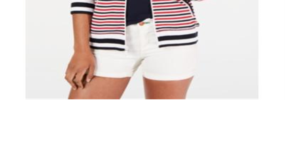 Jaqueta com capuz listrada feminina Tommy Hilfiger, branca, tamanho médio