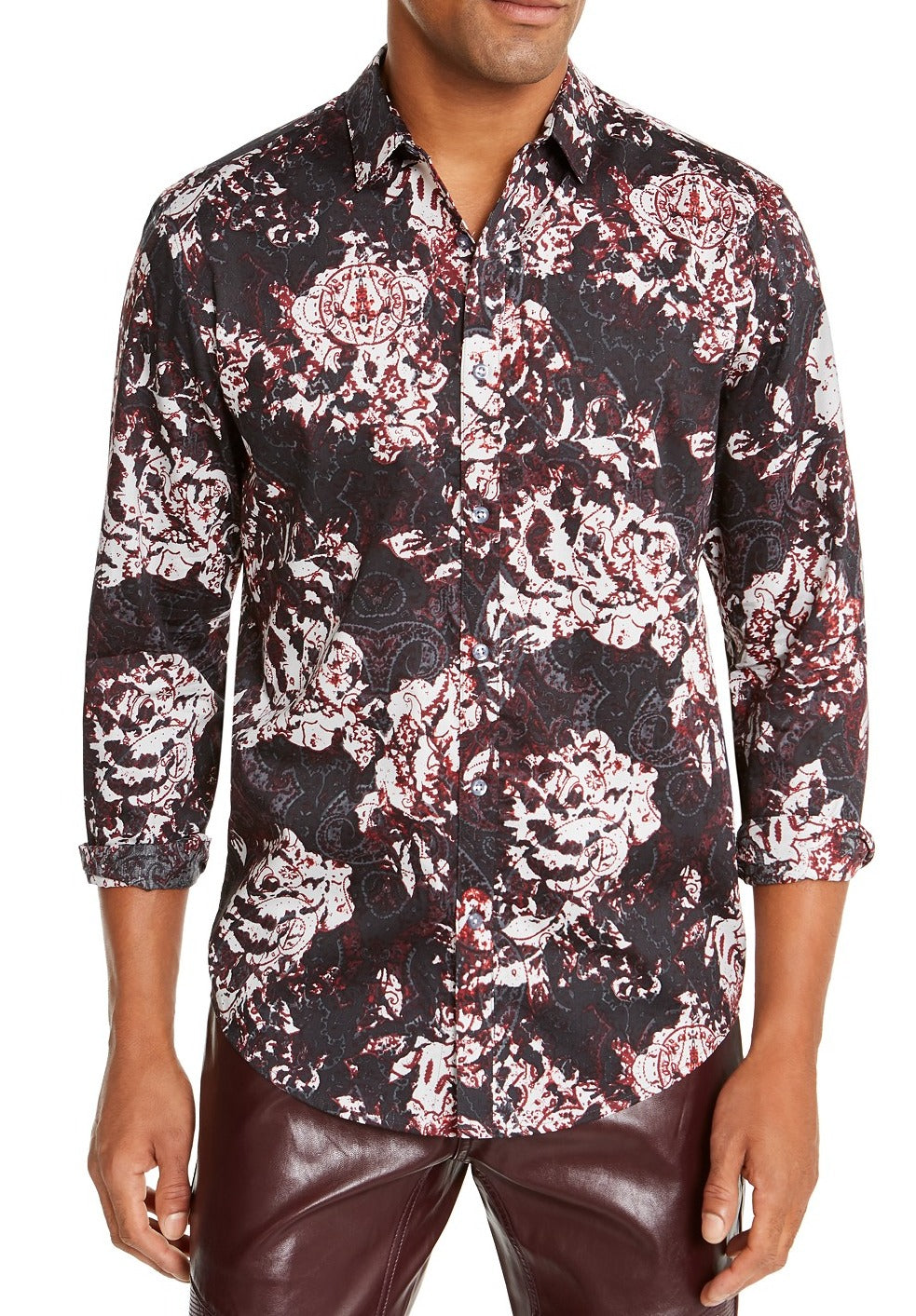 Camisa masculina com estampa floral Paisley da INC International Concepts, preta, tamanho XX-G