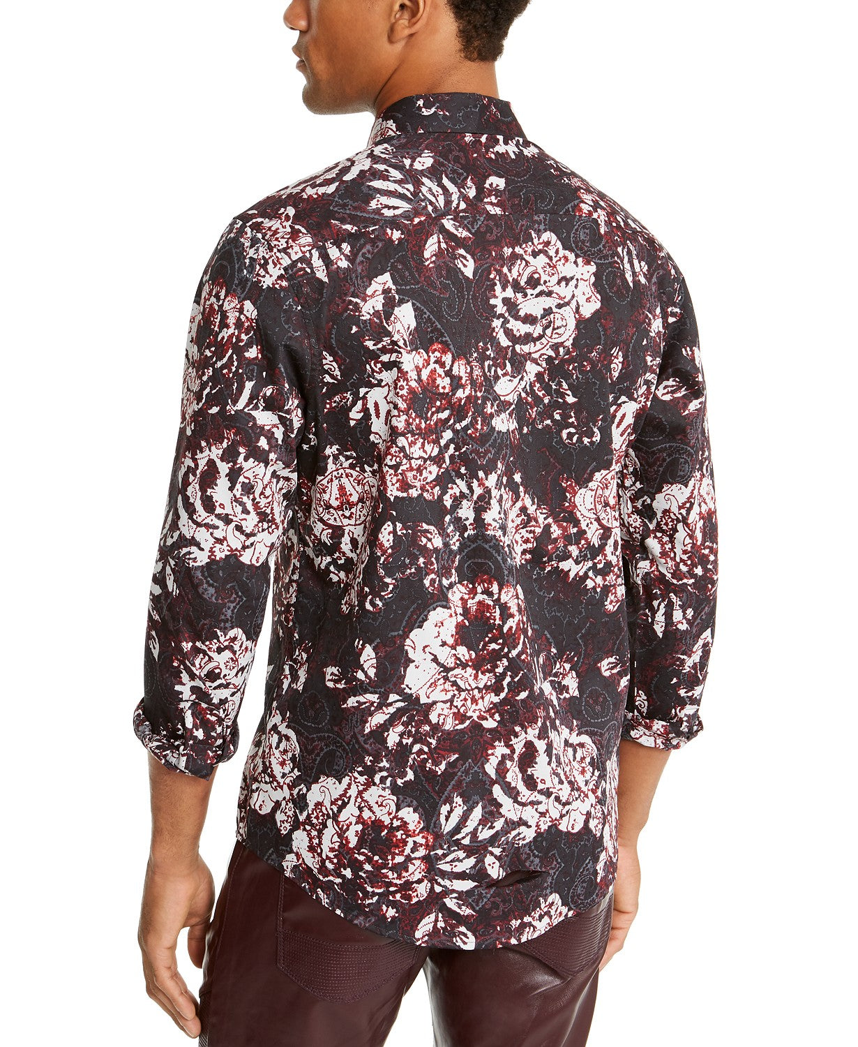 Camisa masculina com estampa floral Paisley da INC International Concepts, preta, tamanho XX-G