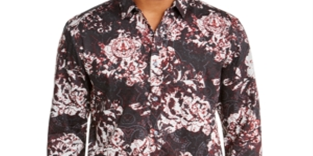 Camisa masculina com estampa floral Paisley da INC International Concepts, preta, tamanho XX-G