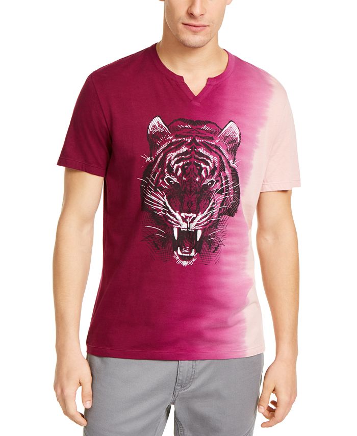 INC International Concepts Camiseta Masculina Magenta Graphic Ombre Gola Dividida Roxa Tamanho X-G