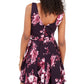 Vestido de festa curto Trixxi feminino, com bolsos, zíper, floral, alças finas, decote coração, corte flare, roxo, tamanho 13