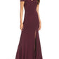 Vestido formal feminino Morgan &amp; Company com fenda lateral e ombro de fora, roxo, tamanho 9-10