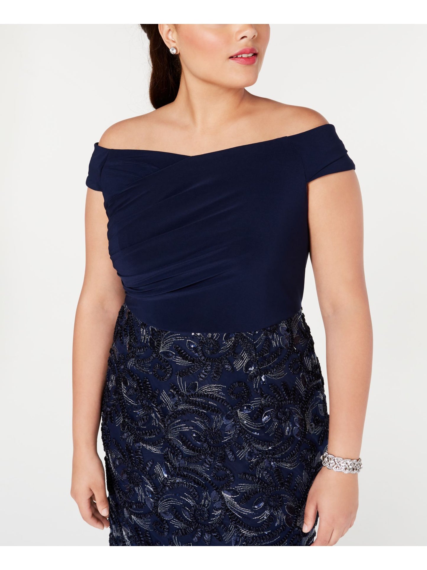 Vestido formal longo sem mangas Adrianna Papell feminino, azul, tamanho 20W