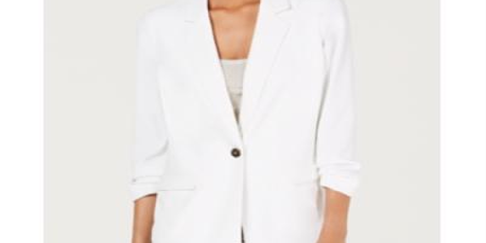 Blazer feminino Alfani com bolsos, branco, tamanho grande
