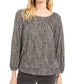 Blusa camponesa com estampa de gato Michael Kors feminina, preta, tamanho pequeno médio