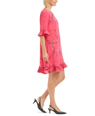 Vestido feminino Alfani plissado estampado acima do joelho, rosa, tamanho 12