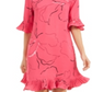 Vestido feminino Alfani plissado estampado acima do joelho, rosa, tamanho 12