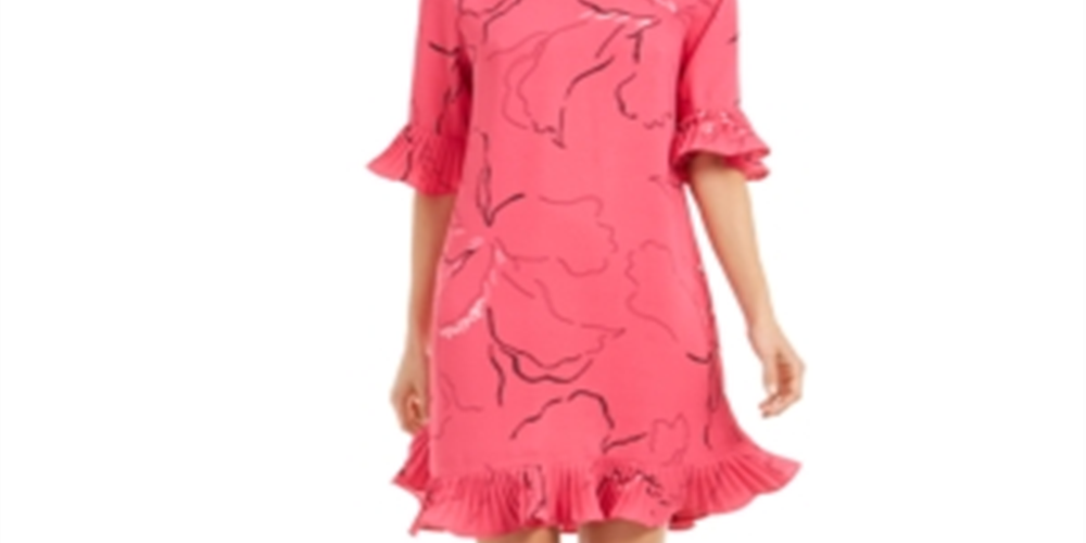 Vestido feminino Alfani plissado estampado acima do joelho, rosa, tamanho 12