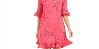 Vestido feminino Alfani plissado estampado acima do joelho, rosa, tamanho 12