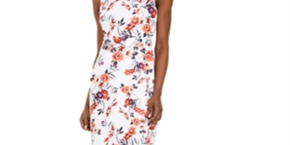 Vestido curto Calvin Klein feminino com estampa floral e bainha Scuba, rosa, tamanho 12