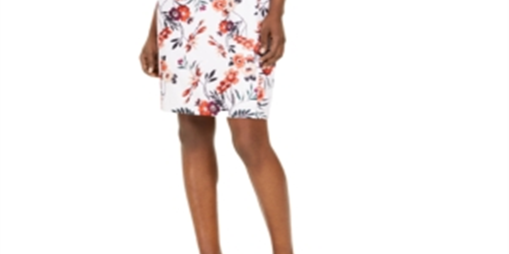 Vestido curto Calvin Klein feminino com estampa floral e bainha Scuba, rosa, tamanho 12