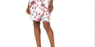 Vestido curto Calvin Klein feminino com estampa floral e bainha Scuba, rosa, tamanho 12