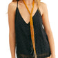 Camisola feminina com acabamento em renda e detalhes em renda, tamanho médio, preta, da Free People