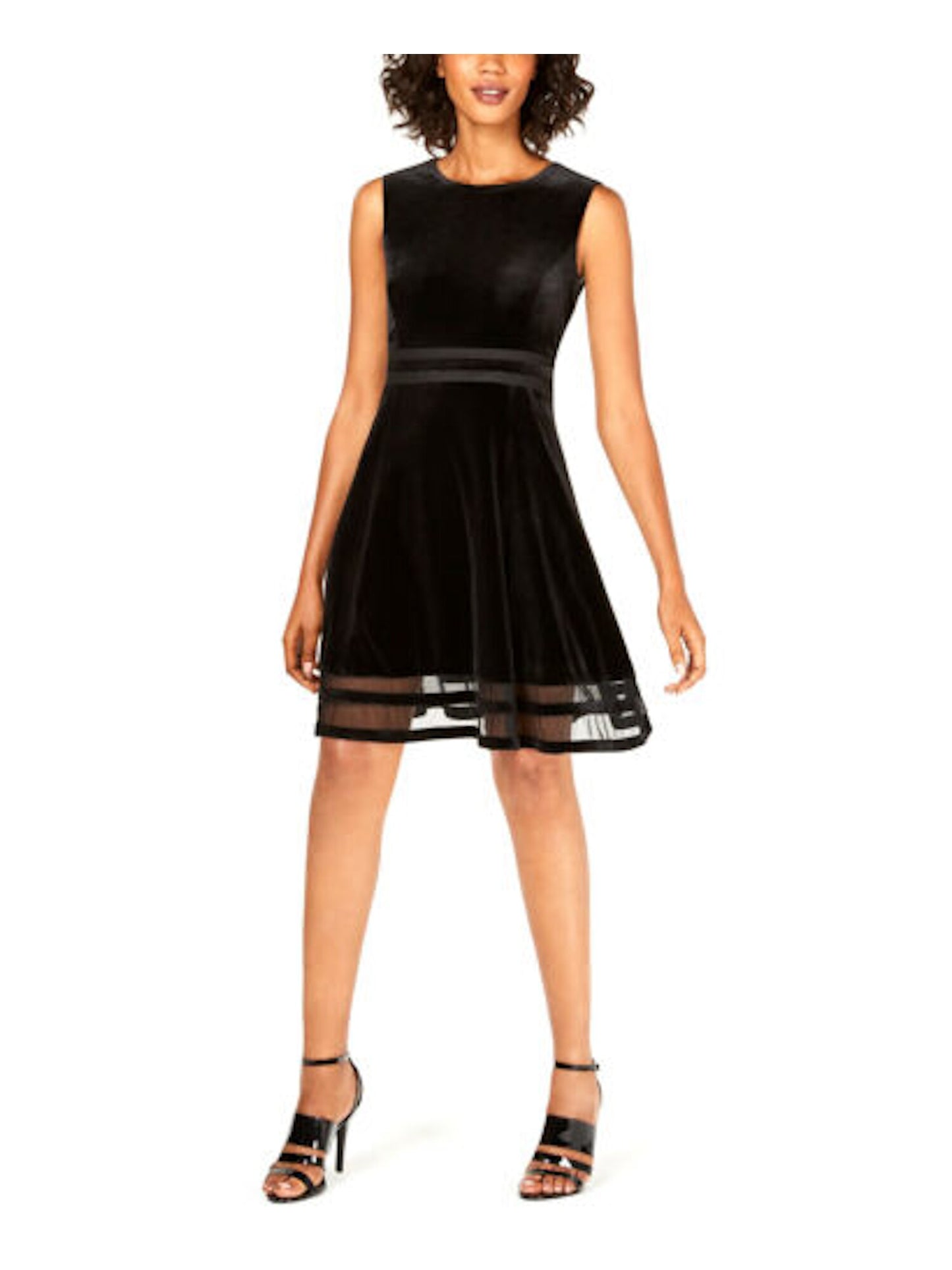 Vestido Calvin Klein Velvet Illusion A Line Feminino Preto Tamanho 12