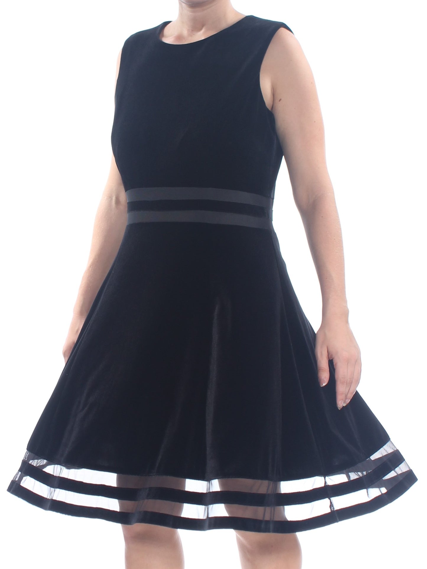 Vestido Calvin Klein Velvet Illusion A Line Feminino Preto Tamanho 12