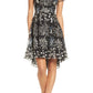 Vestido feminino Adrianna Papell com decote ilusão bordado, preto, tamanho 4