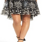 Vestido feminino Adrianna Papell com decote ilusão bordado, preto, tamanho 4