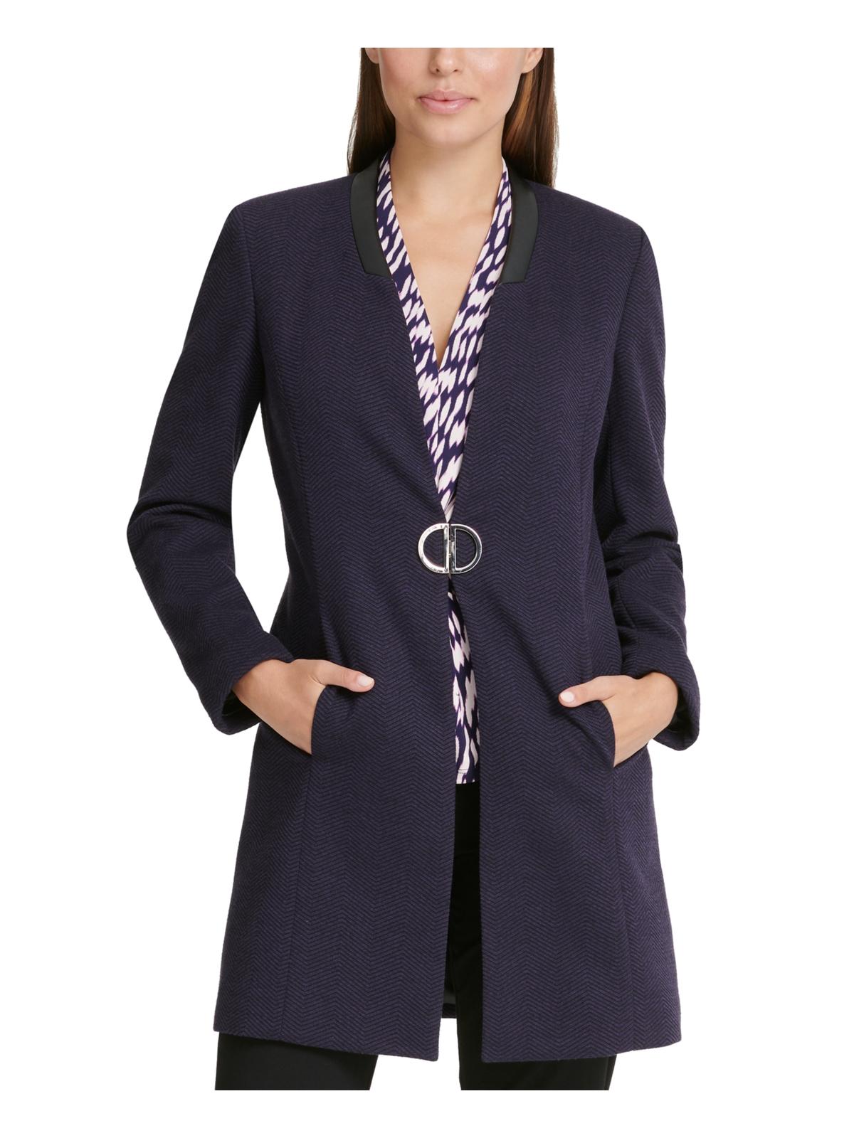 Jaqueta DKNY Chevron MIDI Topper Feminina Roxa Tamanho 14 -