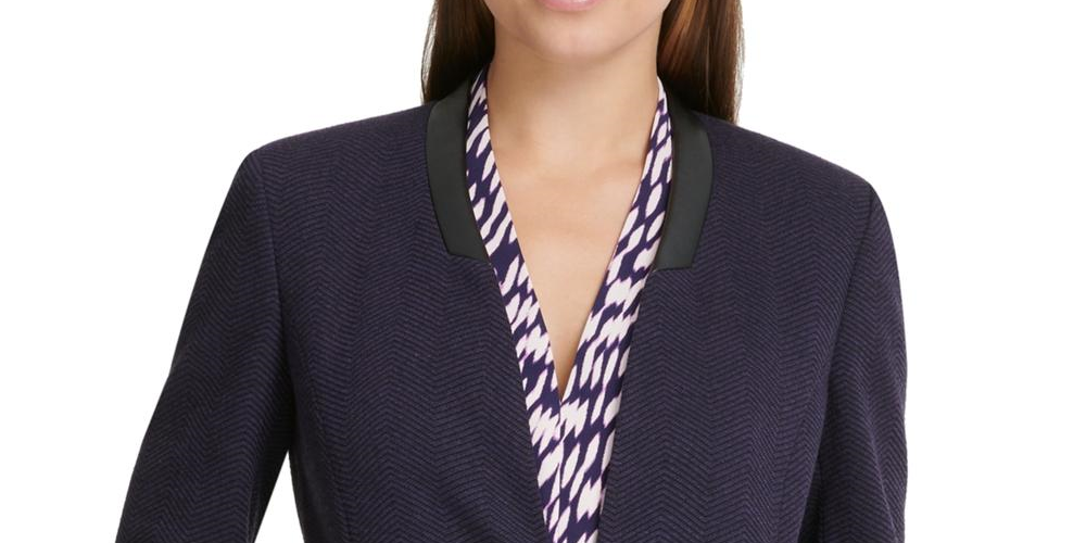 Jaqueta DKNY Chevron MIDI Topper Feminina Roxa Tamanho 14 -