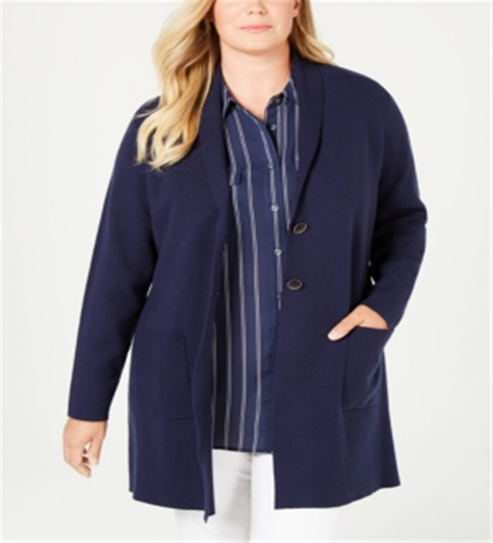 Blazer feminino plus size Charter Club azul tamanho 4X
