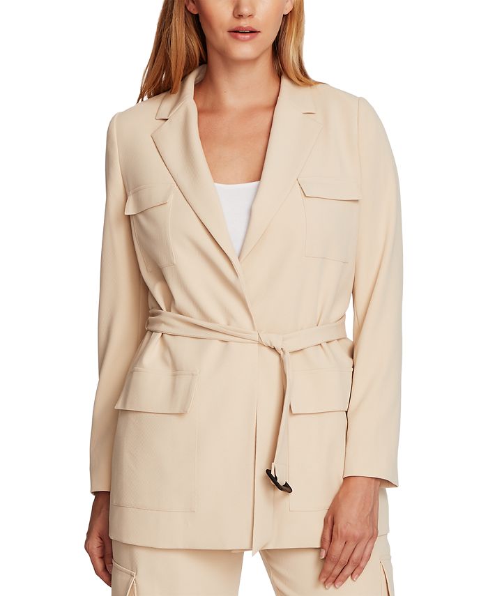 Blazer Safari com cinto feminino Vince Camuto, bege, tamanho grande