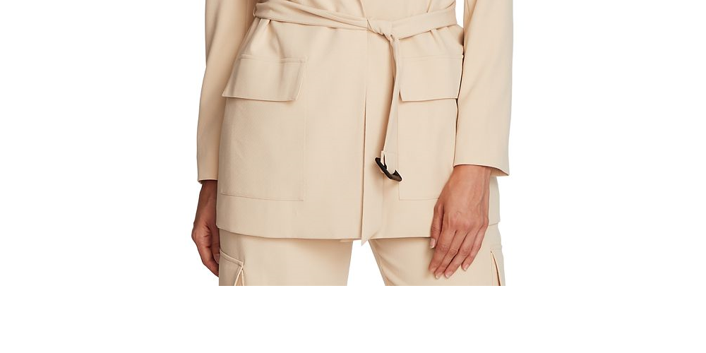 Blazer Safari com cinto feminino Vince Camuto, bege, tamanho grande