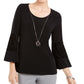 JM Collection Top Feminino com Manga Sino e Estampa Floral Preto Tamanho X-G