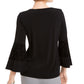 JM Collection Top Feminino com Manga Sino e Estampa Floral Preto Tamanho X-G